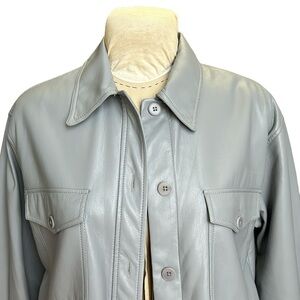NWOT Aritzia Wilfred The Ganna Shirt Jacket Vegan Leather Shacket Gray M